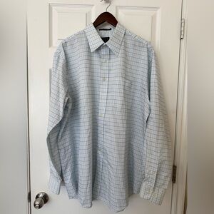Harold Powell Men's Checked Dress Shirt - Light Blue & Green 17.5 36/37
